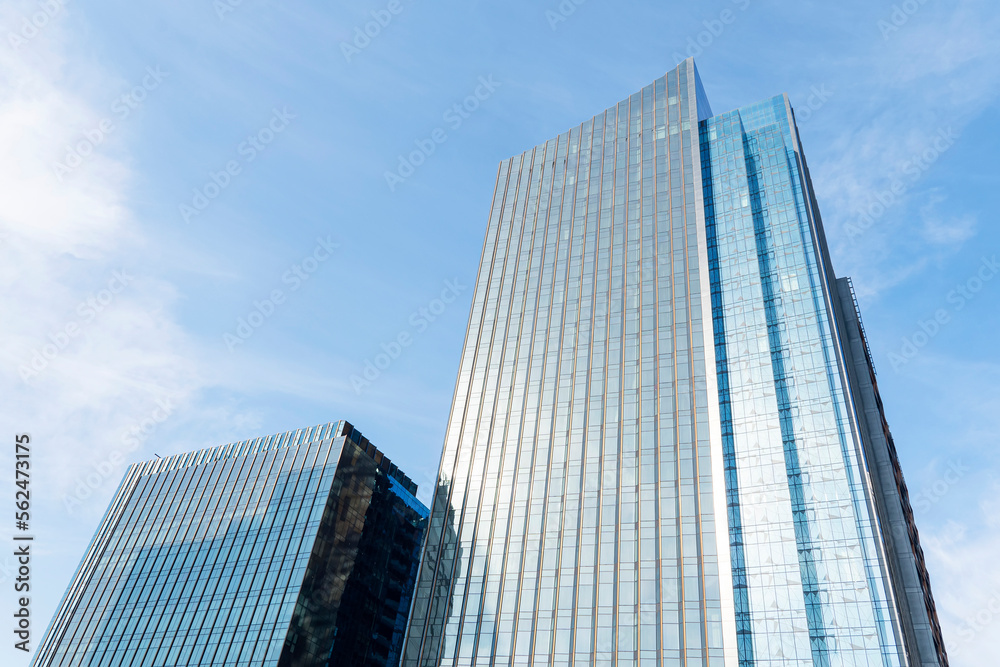 skyscraper against sky building glass background. Modern urban architecture.
