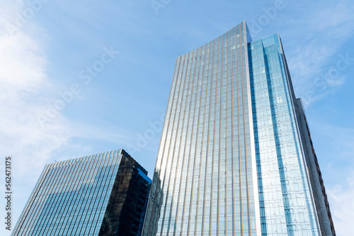 skyscraper against sky building glass background. Modern urban architecture.