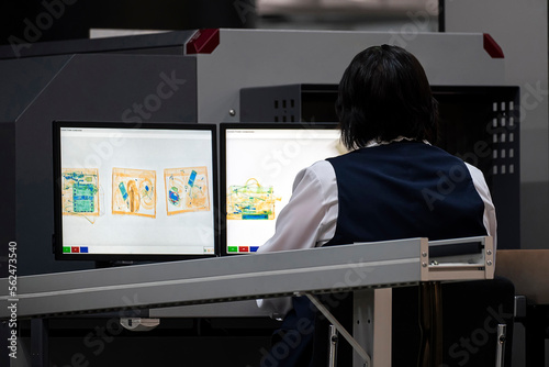 Photography x-ray screenshot in the airport on the safety control