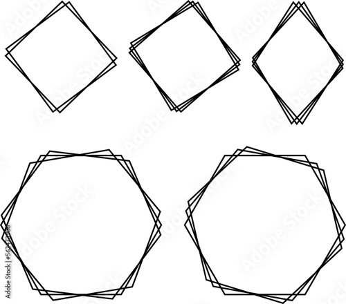 Double frame square shape lines set,SVG Vector