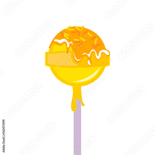Vector illustration bright glossy lolipop on stick. Isoleted on white background. Editable vector and good for advertising.