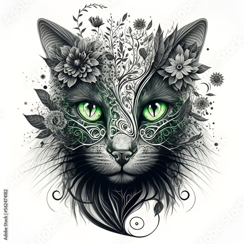 illustration of a cat, with a white background © FLAVIA