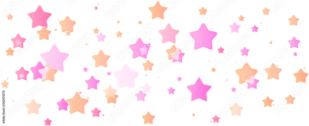 Bokeh confetti stars orange pink