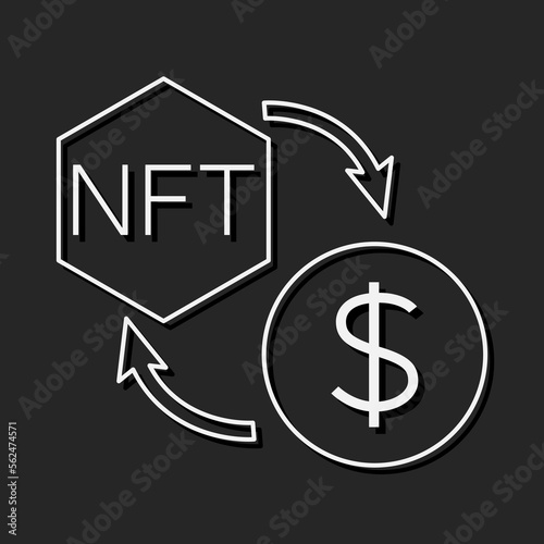 NFT coin line icon, unique token and blockchain, non fungible token vector icon, vector graphics, editable stroke outline sign