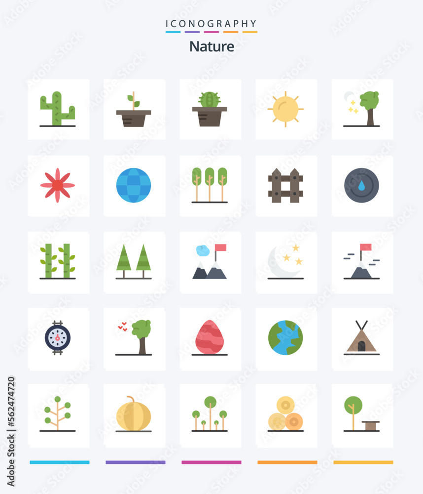 Creative Nature 25 Flat icon pack  Such As earth. decoration. nature. flower. nature
