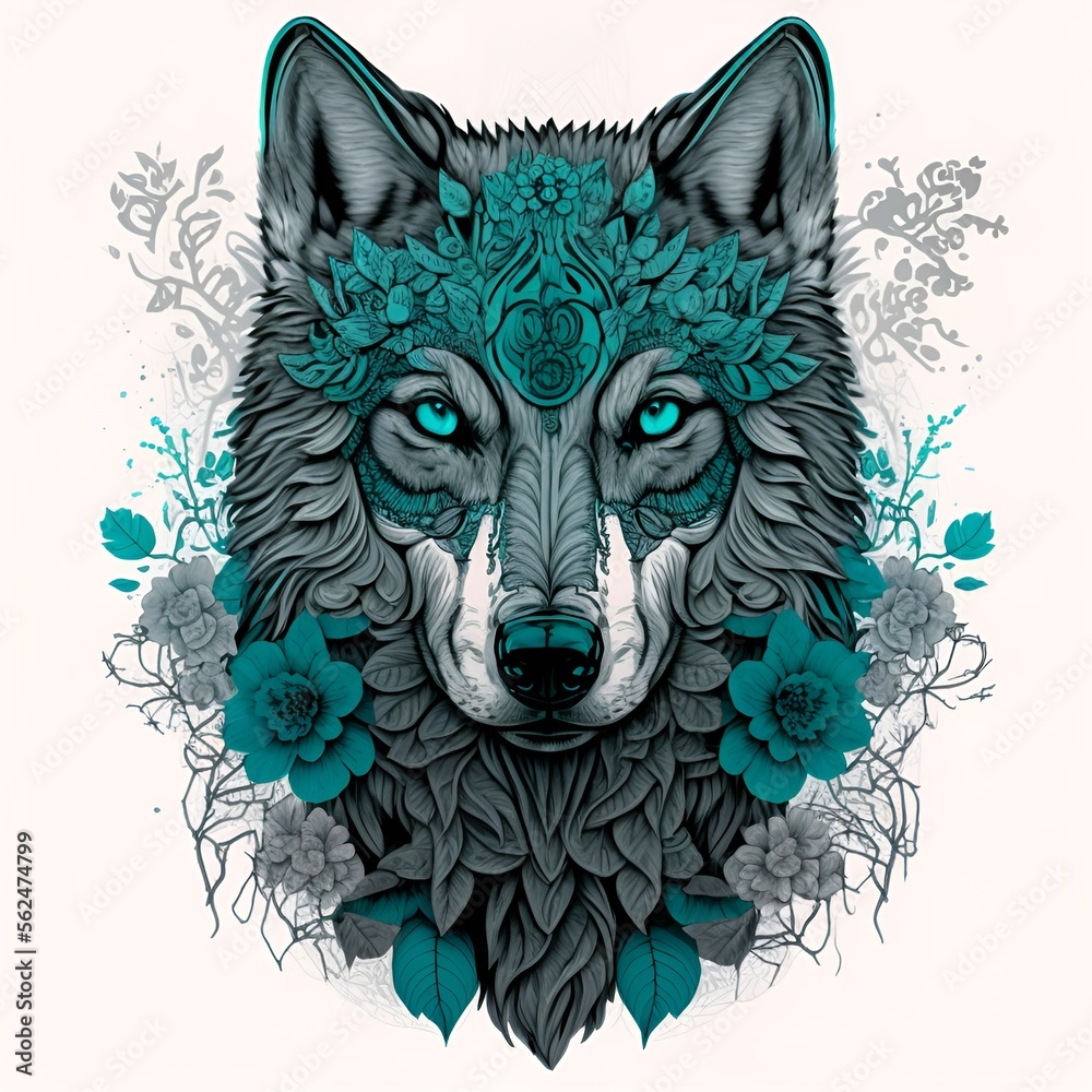 Obraz premium illustration of a colorful wolf