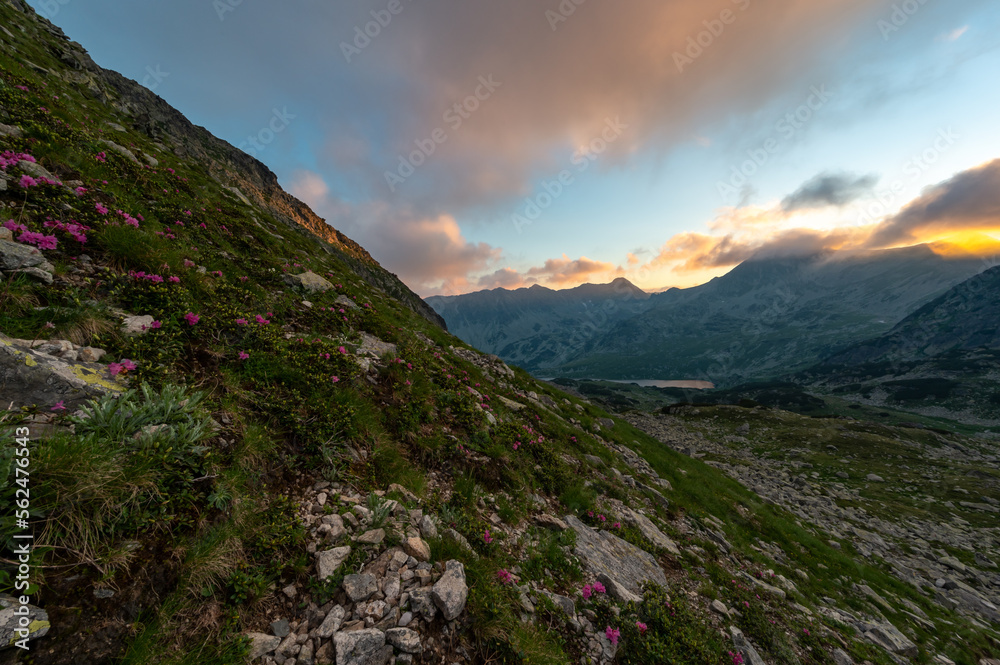 Sunset mountain wiew a mountain in the Romanian Carpathian Mountains in the Retazat Mountains Sunset mountain wiew a mountain in the Romanian Carpathian Mountains in the Retazat Mountains