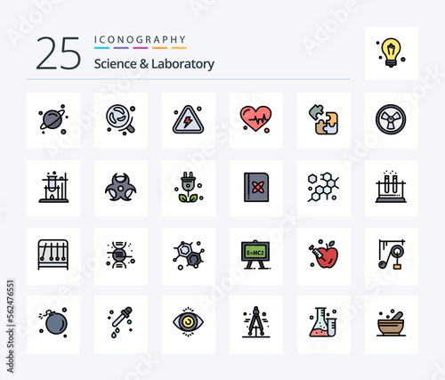Science 25 Line Filled icon pack including science. jigsaw. danger. science. heart © Muhammad