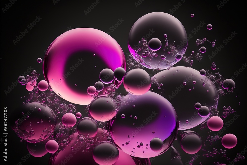 a bunch of bubbles floating in the air on a black background with a ...