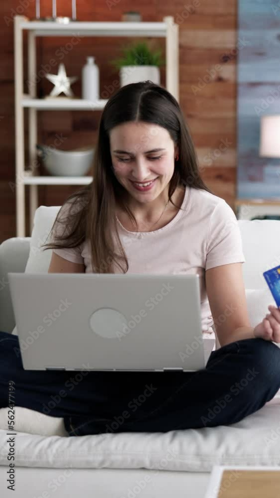Smiling Female Shopping Online Smiling Female Shopping Online