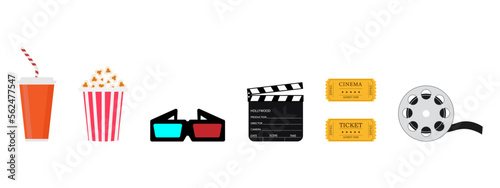 Foto Collection of vector illustrations on the theme of cinema