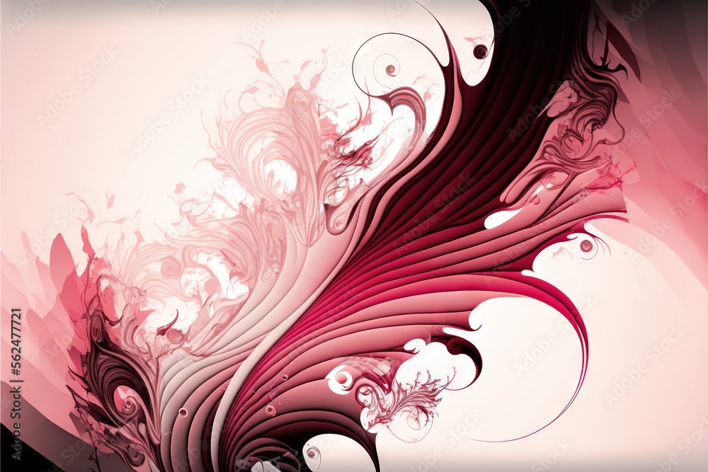 a pink and black abstract background with swirls and flowers on it's ...