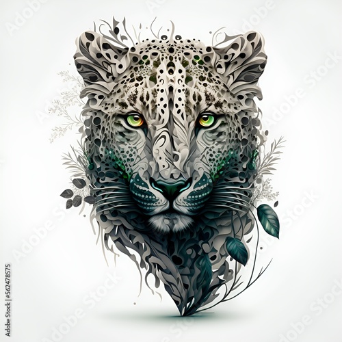 illustration of a colorful and cute jaguar, generative AI