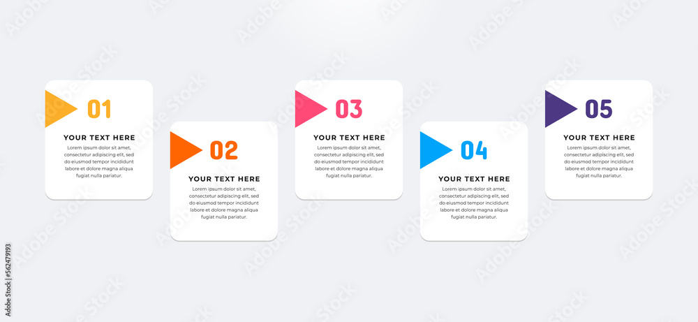 Colourful infographic steps. Flat design table of contents infographic. Business concept with 5 steps.