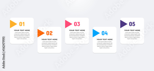 Colourful infographic steps. Flat design table of contents infographic. Business concept with 5 steps.