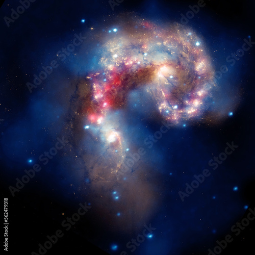 Cosmos, Universe, Antennae galaxies, NASA, Spitzer Space Telescope © FotoDruk.pl