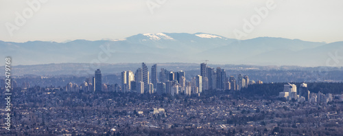 Metrotown City viewed from Cypress Lookout. Sunny Winter Day. Vancouver, British Columbia, Canada.