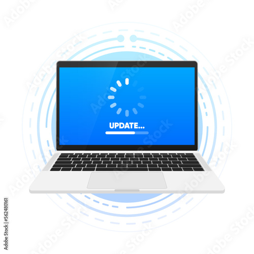 New System Update. Loading process. App update concept. System software update web banner element. Vector illustration.