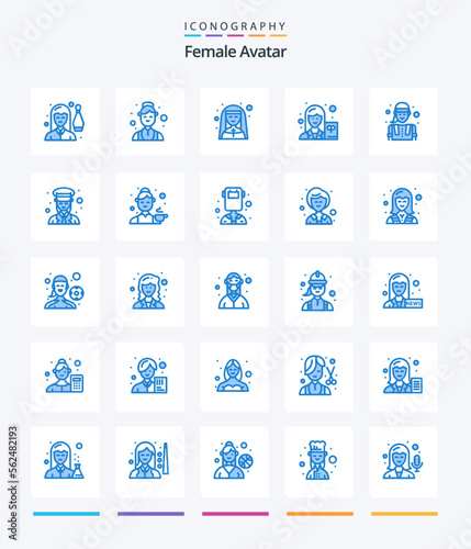Creative Female Avatar 25 Blue icon pack Such As writer. scientist. medical. female. nun