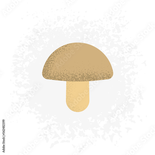 Button mushroom minimalist vector illustration with textures. Healthy organic food concept. Elements on different layers for ease of use. Transparent background.