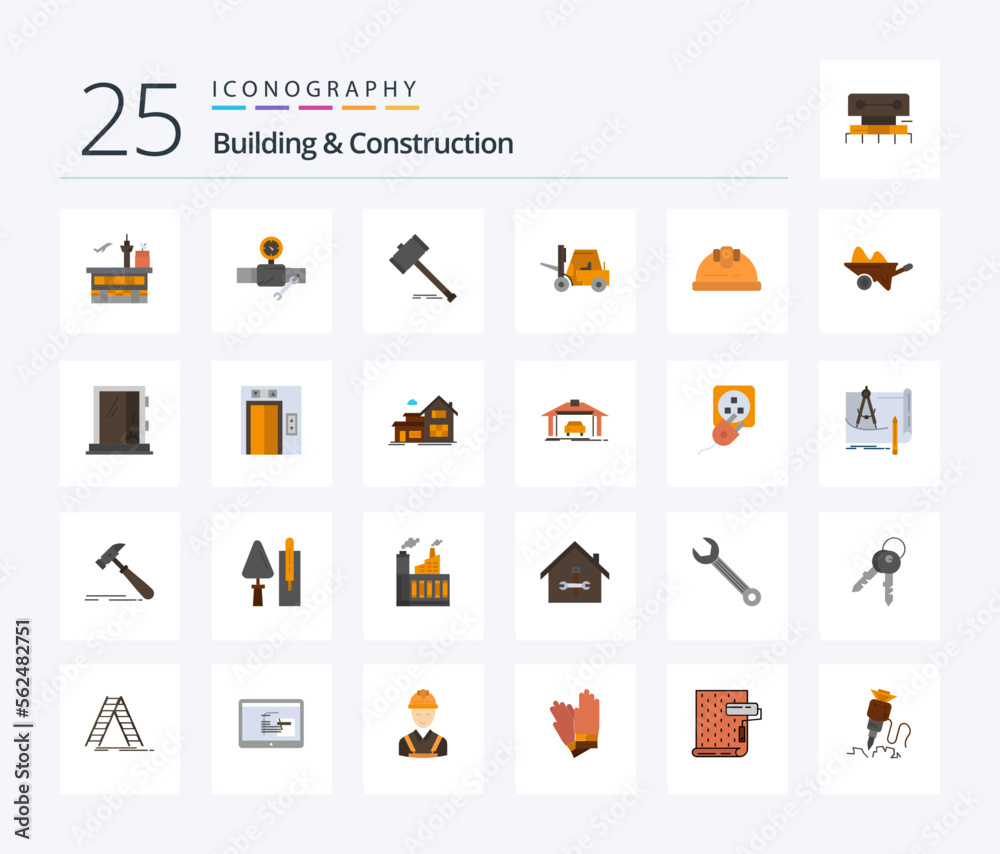 Building And Construction 25 Flat Color icon pack including legal. hammer. construction. gavel. auction