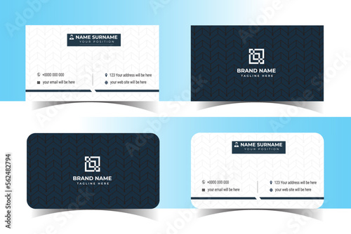 Modern business card template design. With inspiration from the abstract. Contact card for company. Two sided black and white . Vector illustration.