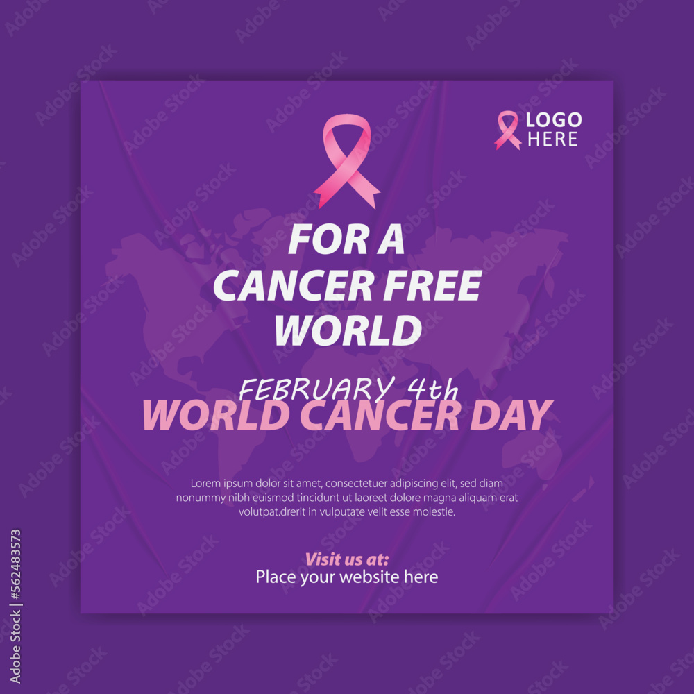 World cancer day 4 February social media post vector template World cancer day 4 February social media post vector template