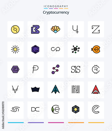 Creative Cryptocurrency 25 Line FIlled icon pack  Such As coin. crypto currency. clams. crypto. sibcoin photo