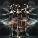 Multi exposure image of dancer performing made with Generative AI.	