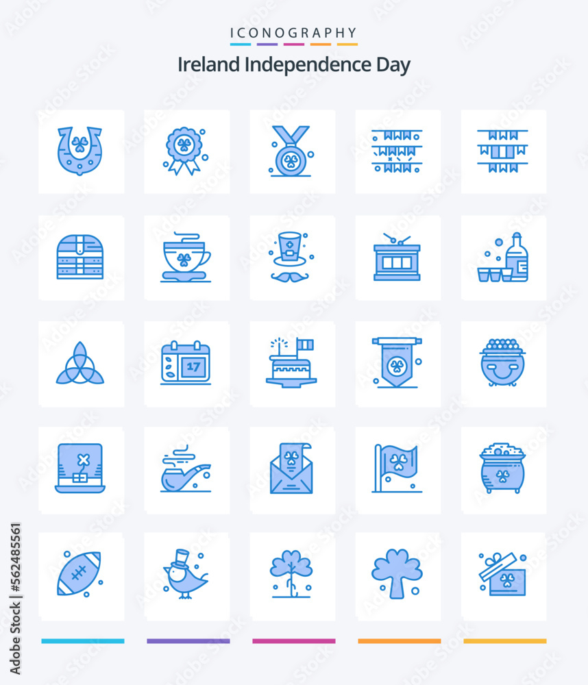 Creative Ireland Independence Day 25 Blue icon pack  Such As coffee. security. flag. ireland. box
