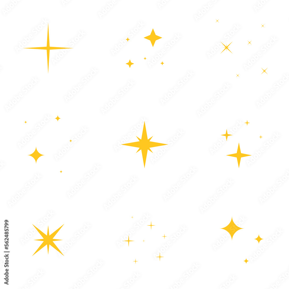 set of simple decor elements, groups of shining stars