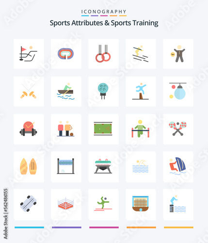 Creative Sports Atributes And Sports Training 25 Flat icon pack  Such As health. gym. gymnastics. exercise. skiing