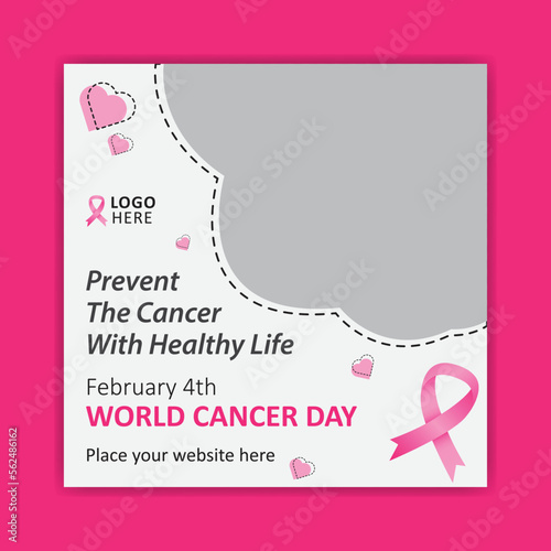 World cancer day 4 February social media post vector template