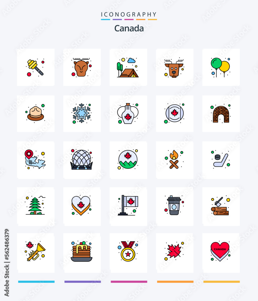 Creative Canada 25 Line FIlled icon pack  Such As celebrate. mammal. adventure. elk. animal