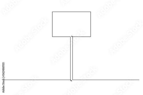 Single continuous line drawing template of square road sign. One line draw vector illustration.