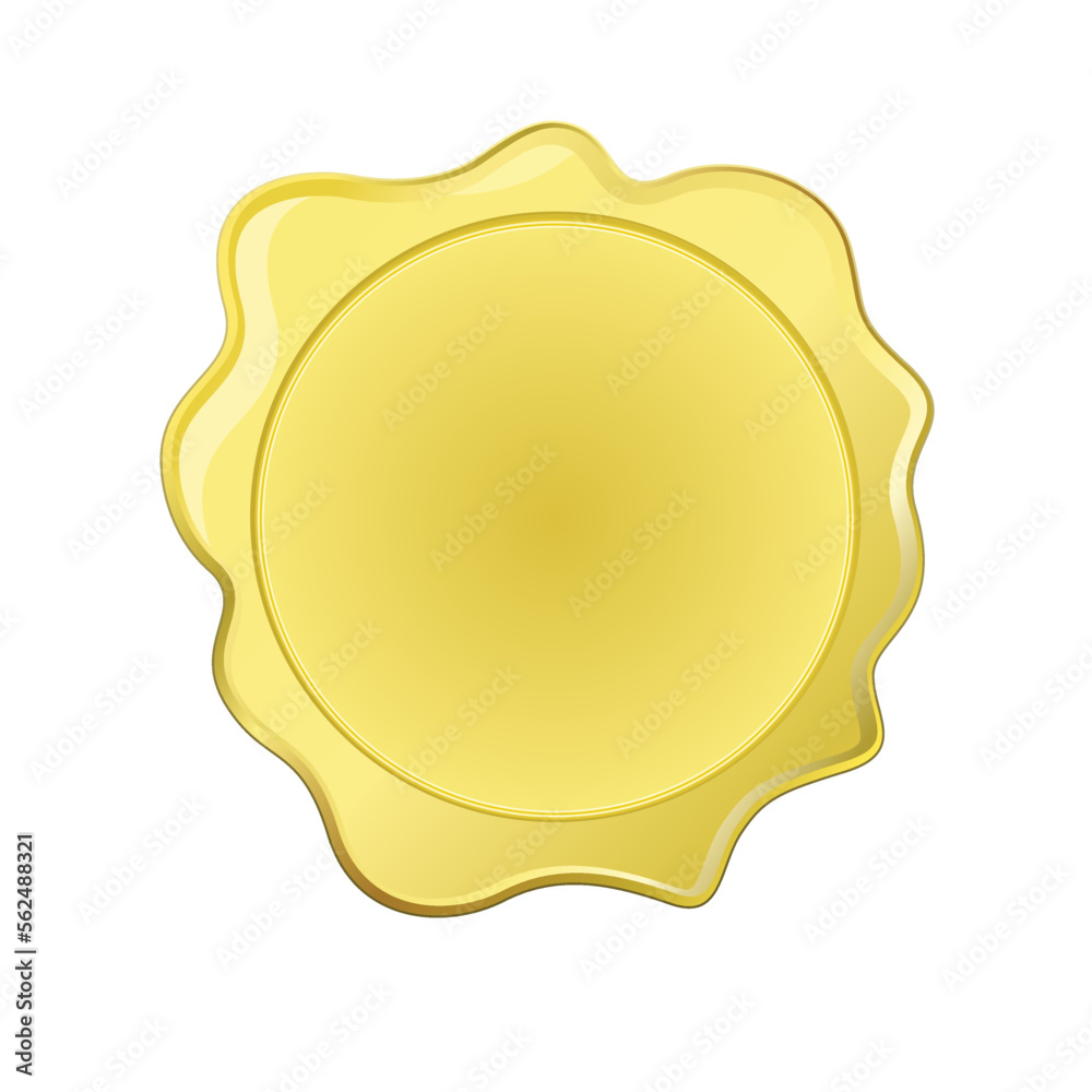 Golden wax seal isolated on a white background Golden wax seal isolated on a white background