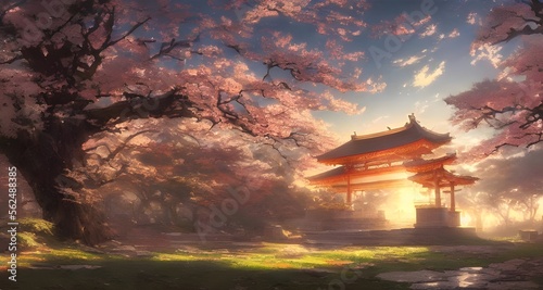 幻想的な春の神社と桜の風景_30