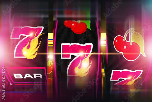 One Handed Slot Spin 3D illustration