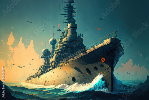 Fotomurale battleship Generative AI