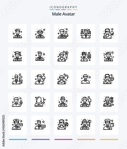 Creative Male Avatar 25 OutLine icon pack Such As avatar. soccer player. avatar. rugby player. programmer