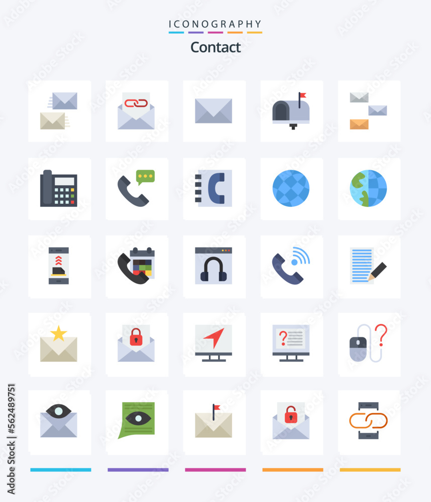 Creative Contact 25 Flat icon pack  Such As contact. call. email. envelope. contact us