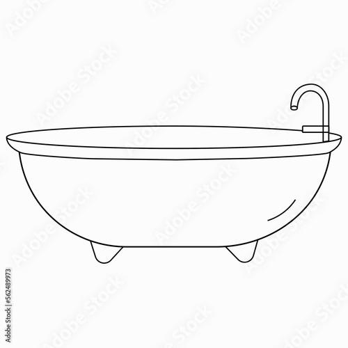 Monochrome stylish vintage bathtub for advertising and printing