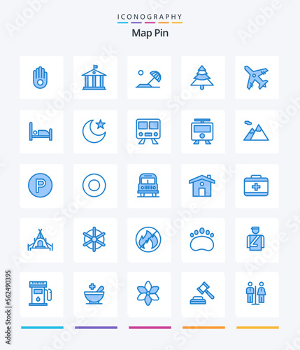 Creative Map Pin 25 Blue icon pack Such As bed. vacation. holiday. travel. tree