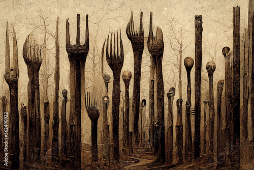 Wood of forks, generated with generative AI