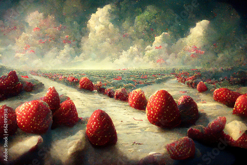Land of strawberries, generated with generative AI