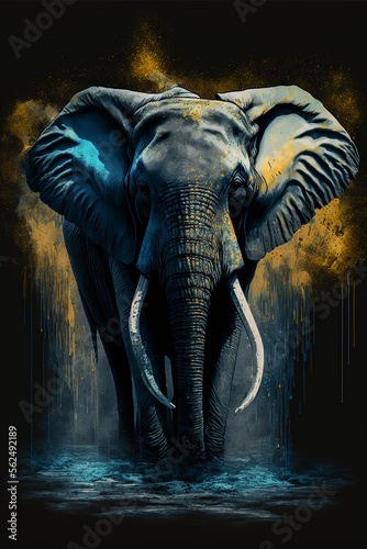 Abstract portrait of an african elephant. Perfect wallpaper for your home. Generative AI