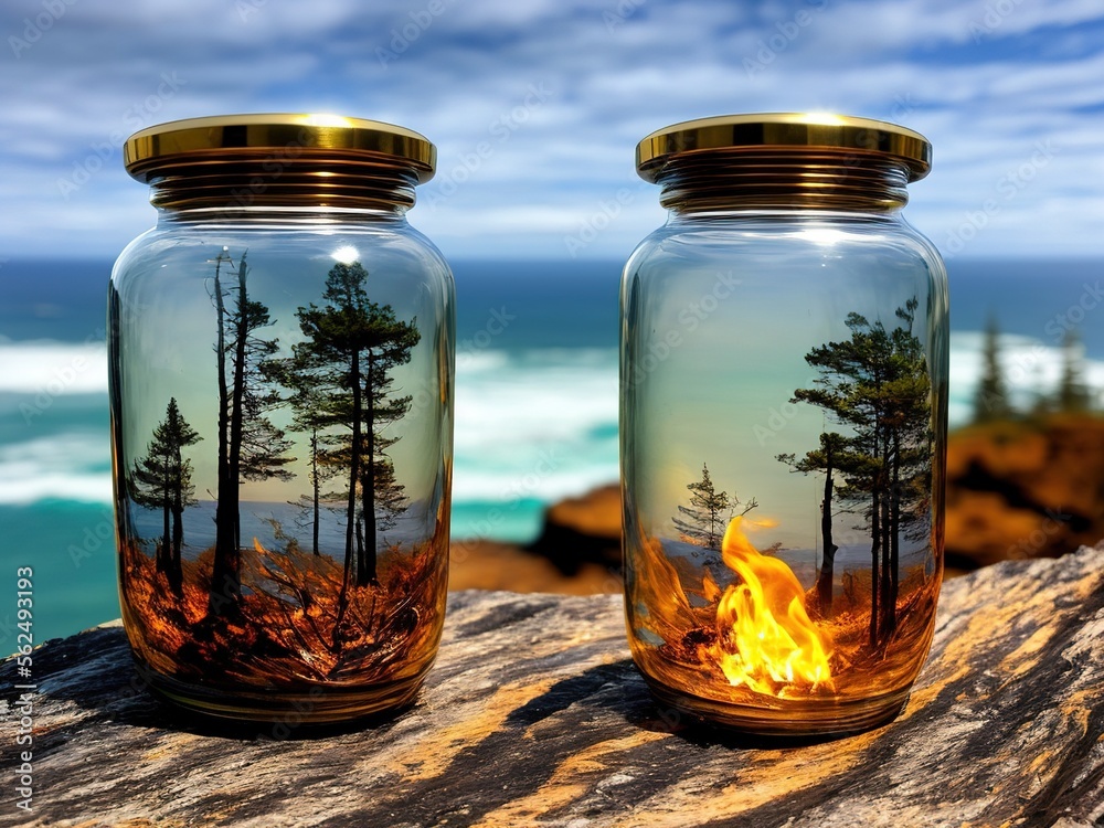 trees inside a glass jar trees inside a glass jar