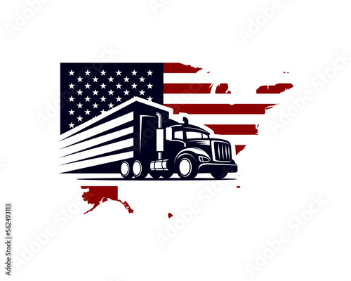 truck in flag map vector illustration