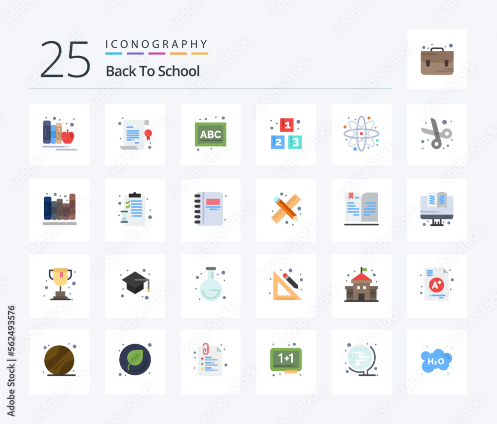 Back To School 25 Flat Color icon pack including back to school. education. star. back to school. school