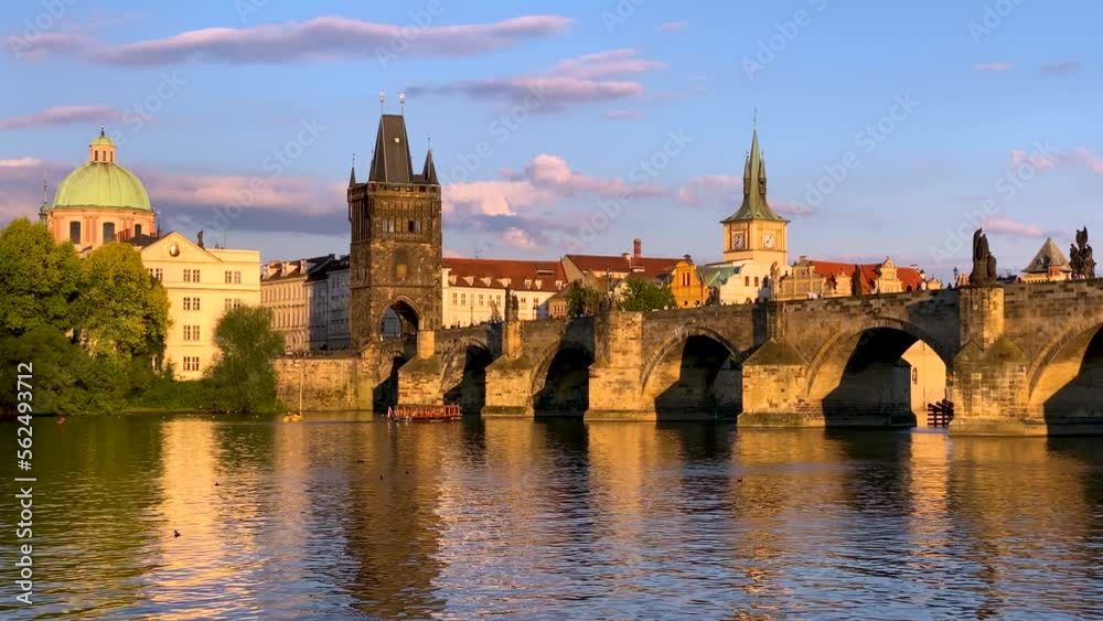 Charles Bridge in Prague in Czechia, Prague, Czech Republic. Charles Bridge (Karluv Most) and Old Town Tower. Vltava River and Charles Bridge, concept of world travel, sightseeing and tourism. Charles Bridge in Prague in Czechia, Prague, Czech Republic. Charles Bridge (Karluv Most) and Old Town Tower. Vltava River and Charles Bridge, concept of world travel, sightseeing and tourism.